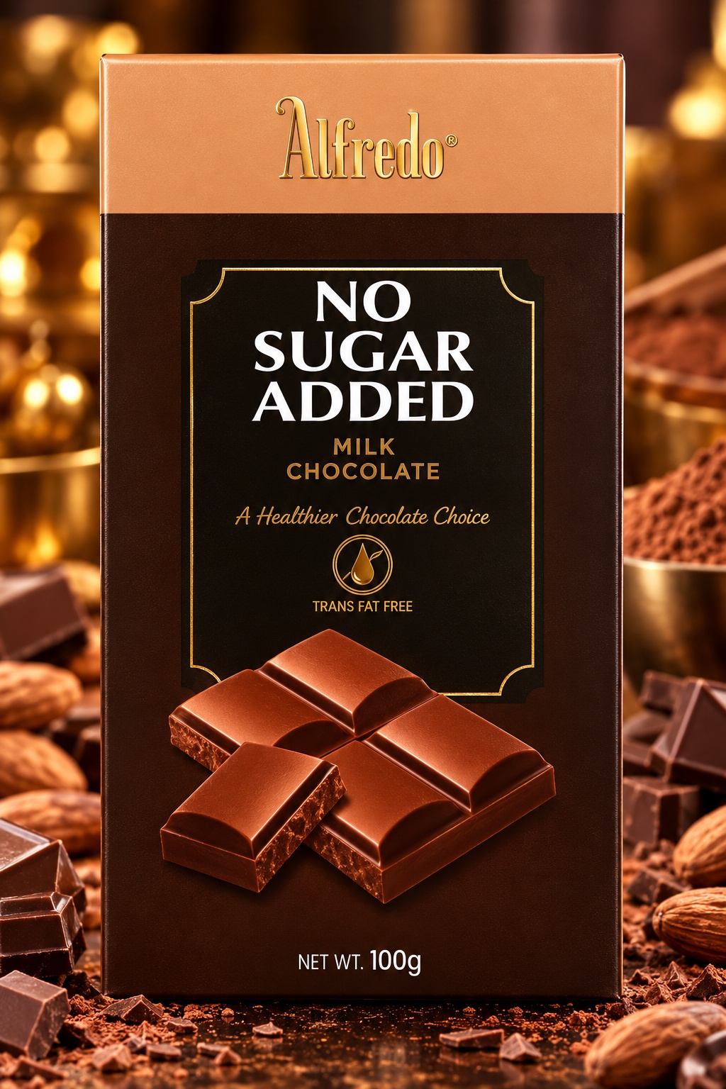 Alfredo No Sugar Added Milk Chocolate 100gm
