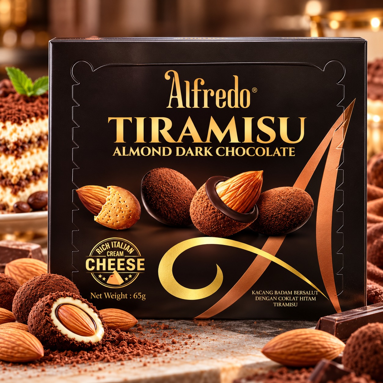 Alfredo Tiramisu Almond Dark Chocolate 180gm