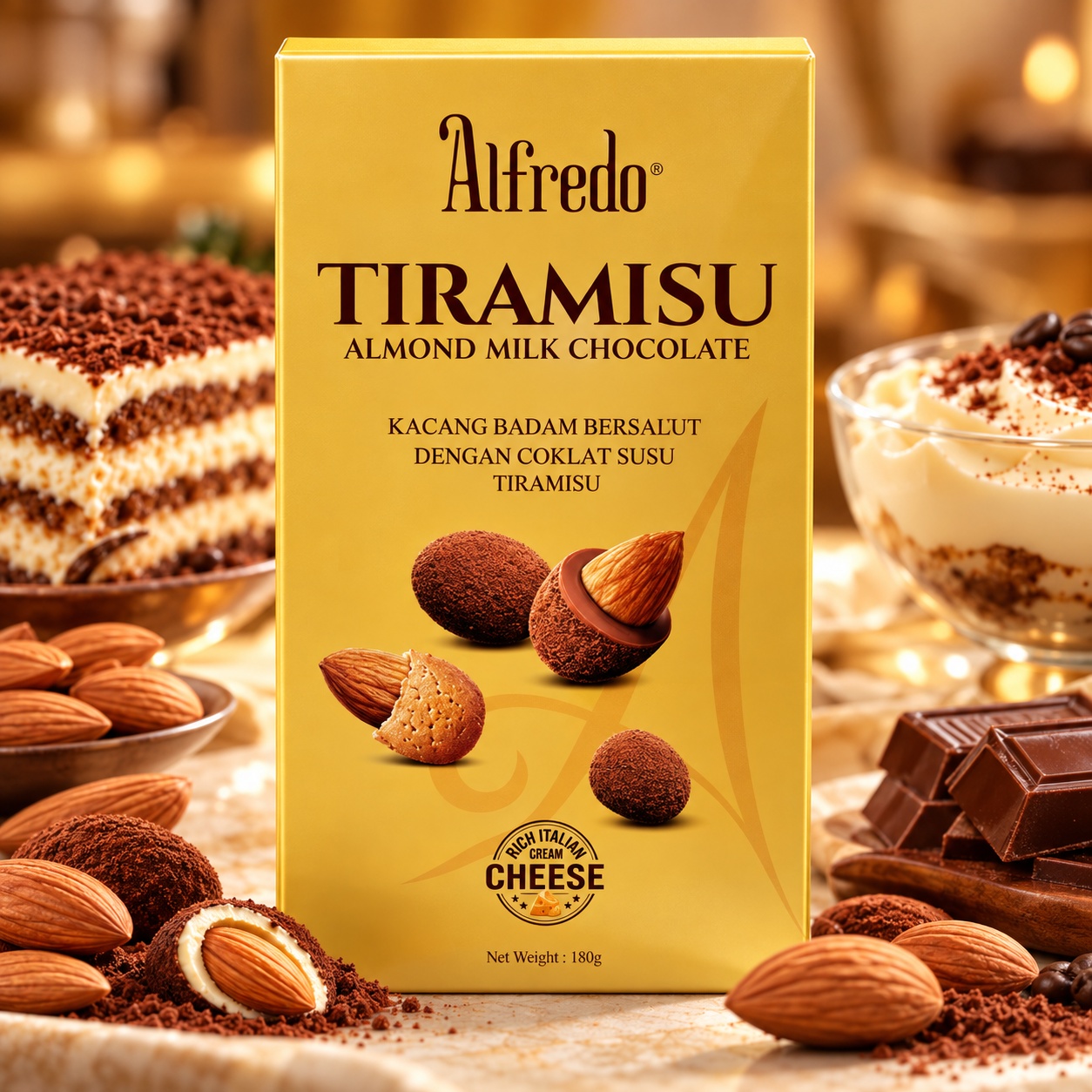Alfredo Tiramisu Almond Milk Chocolate 180gm