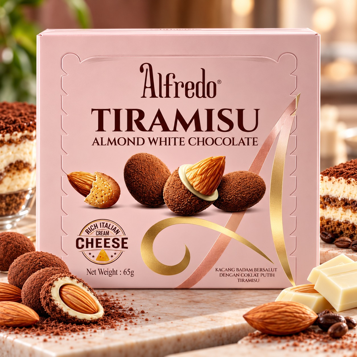 Alfredo Tiramisu Almond White Chocolate 180gm