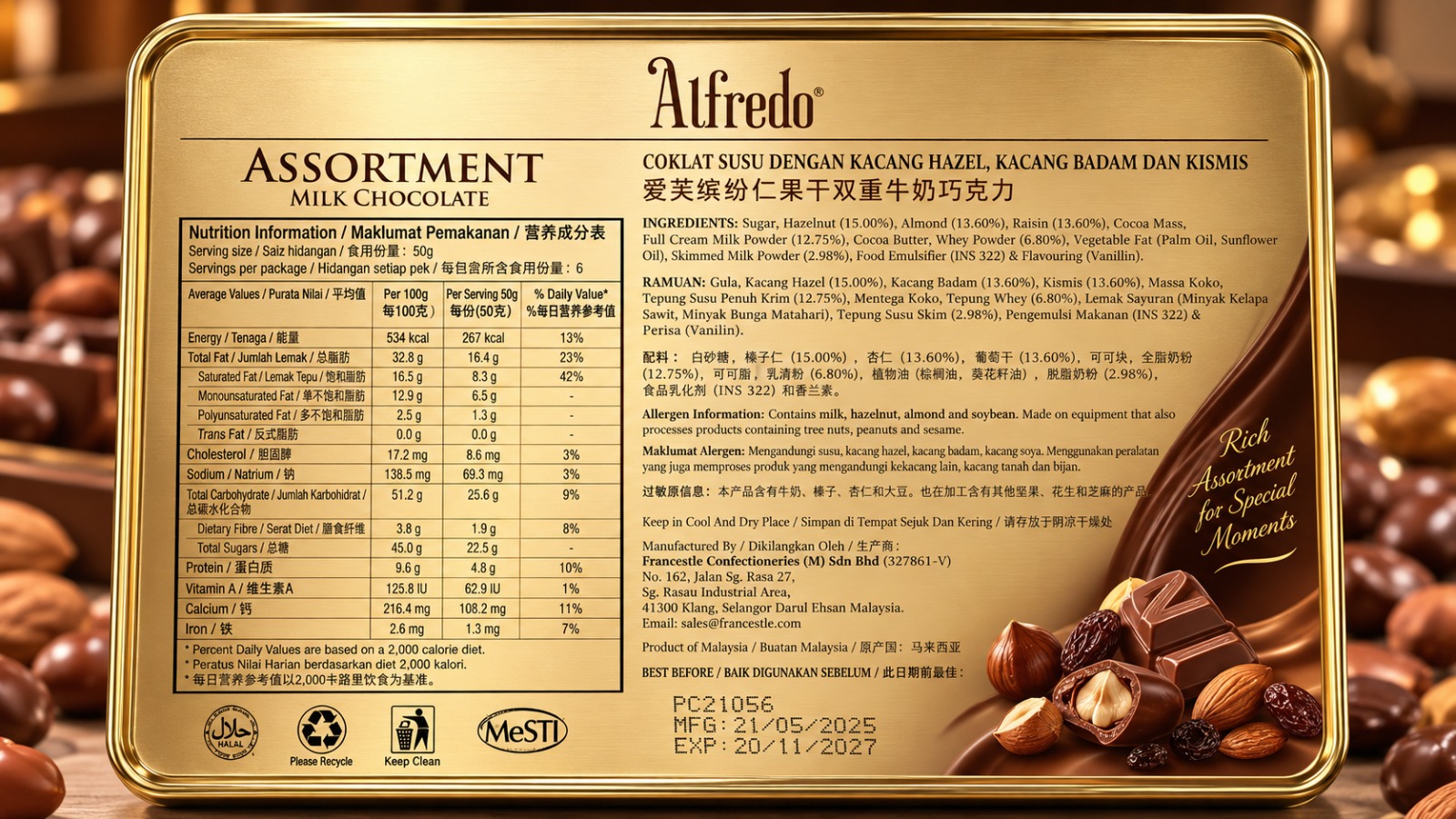 Alfredo Assortment Milk Chocolate 300gm