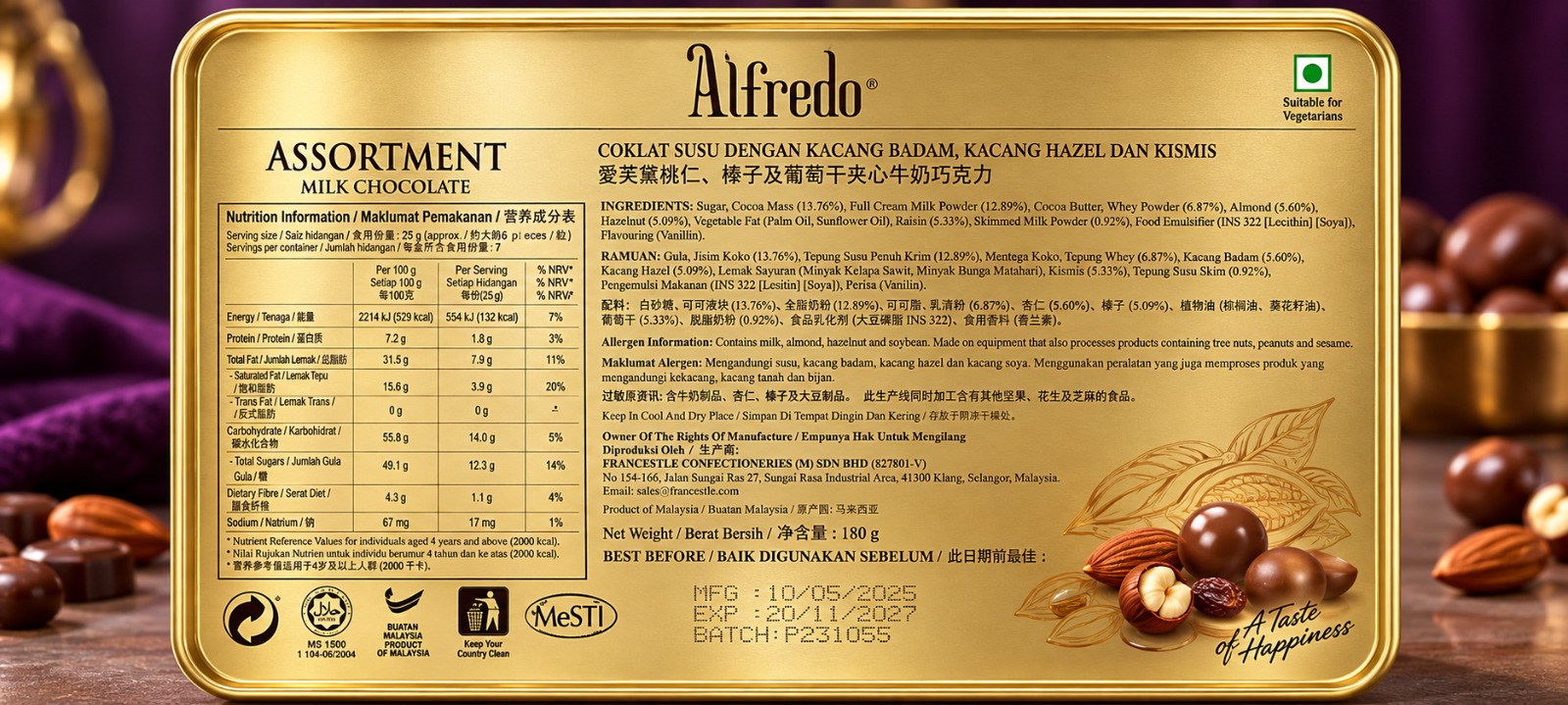 Alfredo Assortment Milk Chocolate 300gm