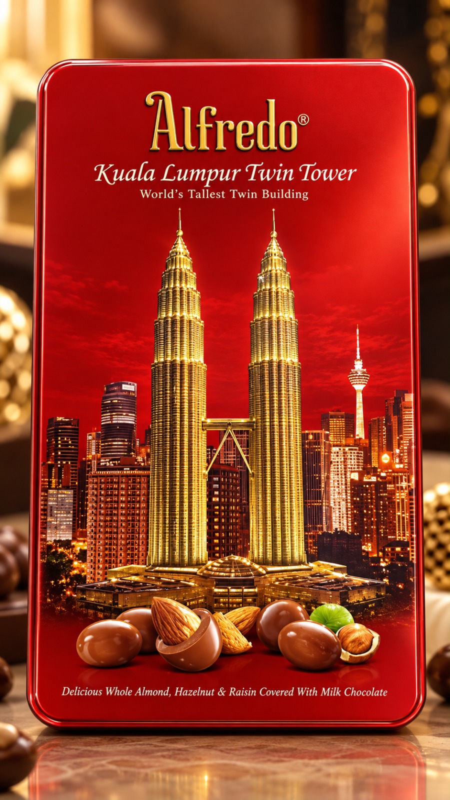 Alfredo Assortment Twin Tower Chocolate Tin 180gm
