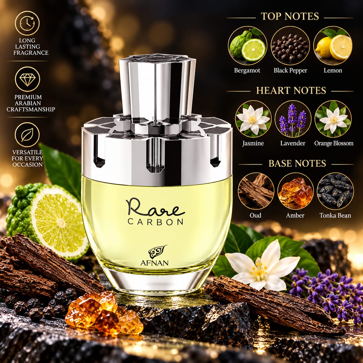 Afnan Rare Carbon Perfume For Men EDP 100ml