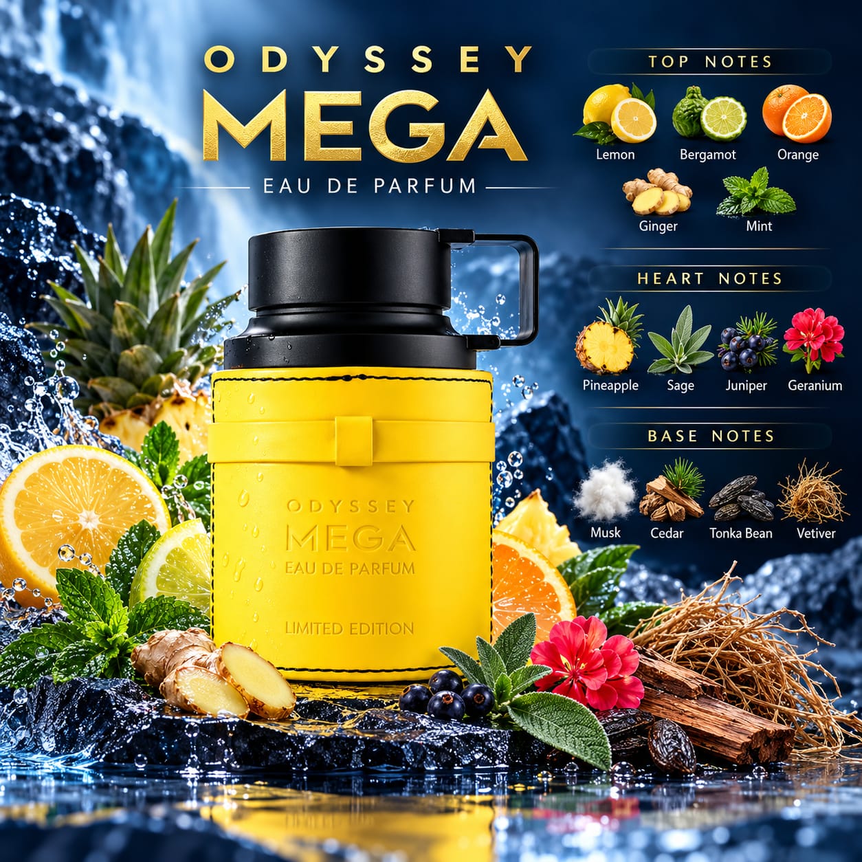 Armaf Odyssey Mega Limited Edition GIft Set For Men 100ml Shower Gel + 50ml Deodorant + 100ml Perfume + 250ml Shampoo