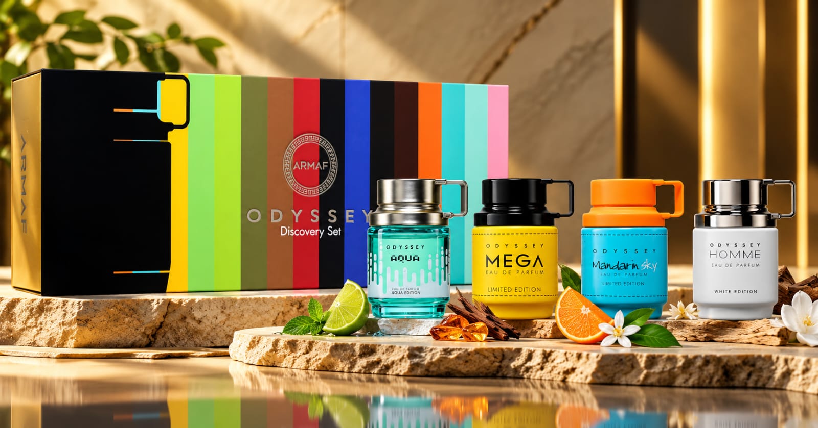 Armaf Odyssey Discovery Gift Set Aqua + Mega + Mandarin Sky + Homme 4pc * 12ml