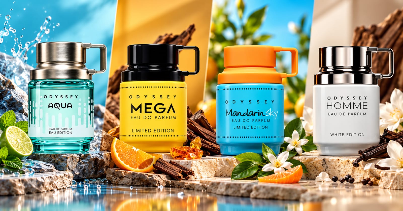 Armaf Odyssey Discovery Gift Set Aqua + Mega + Mandarin Sky + Homme 4pc * 12ml