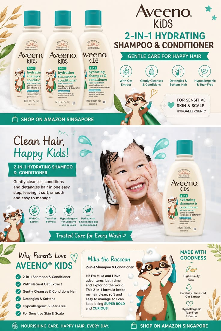 Aveeno Kids 2-IN-1 Hydrating Shampoo & Conditioner With Oat Extract
