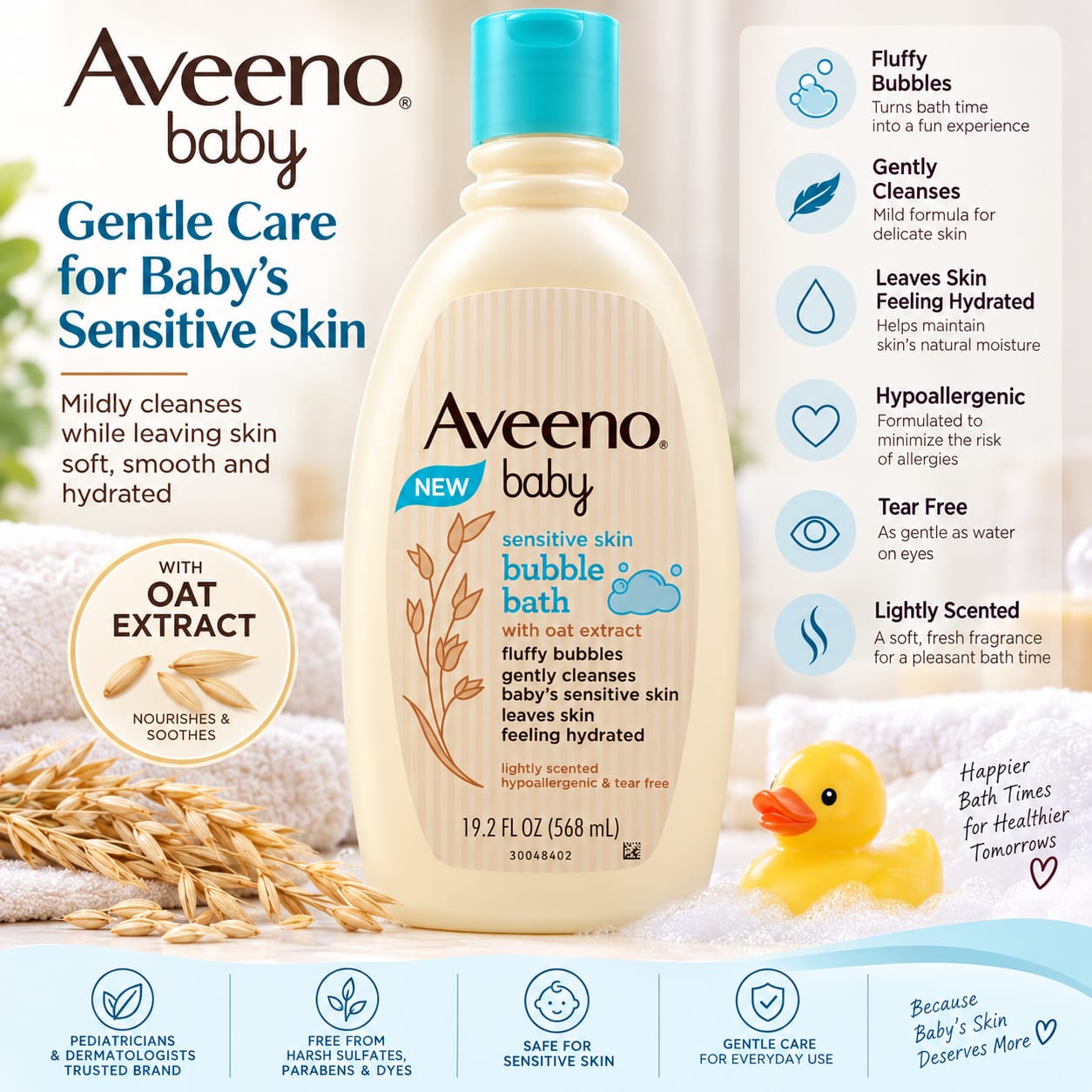 Aveeno Baby Sensitive Skin Bubble Bath With Oat Extract