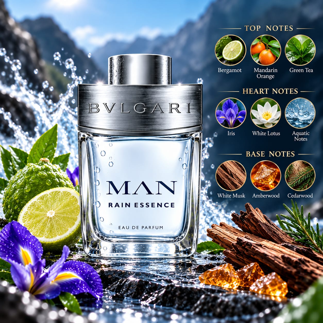 BVLGARI Man Rain Essence Perfume For Men EDP 100ml
