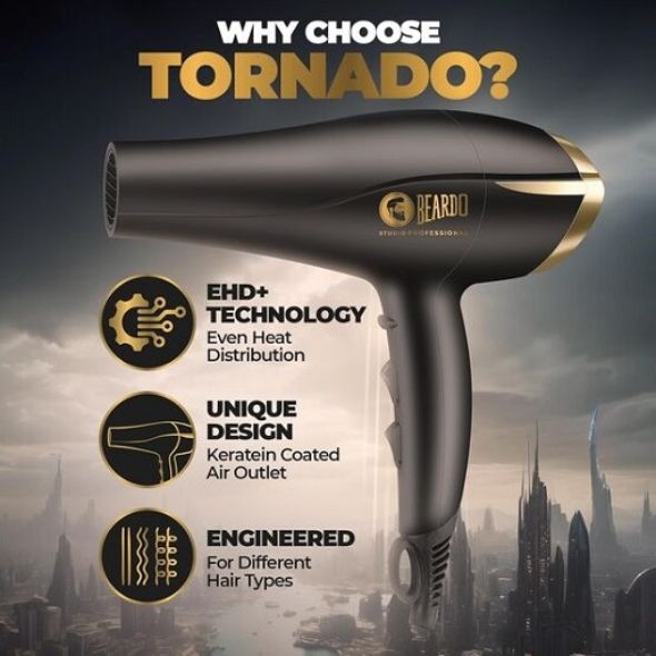 Beardo Studio Professional Tornado 2000 W Hair Dryer For Men