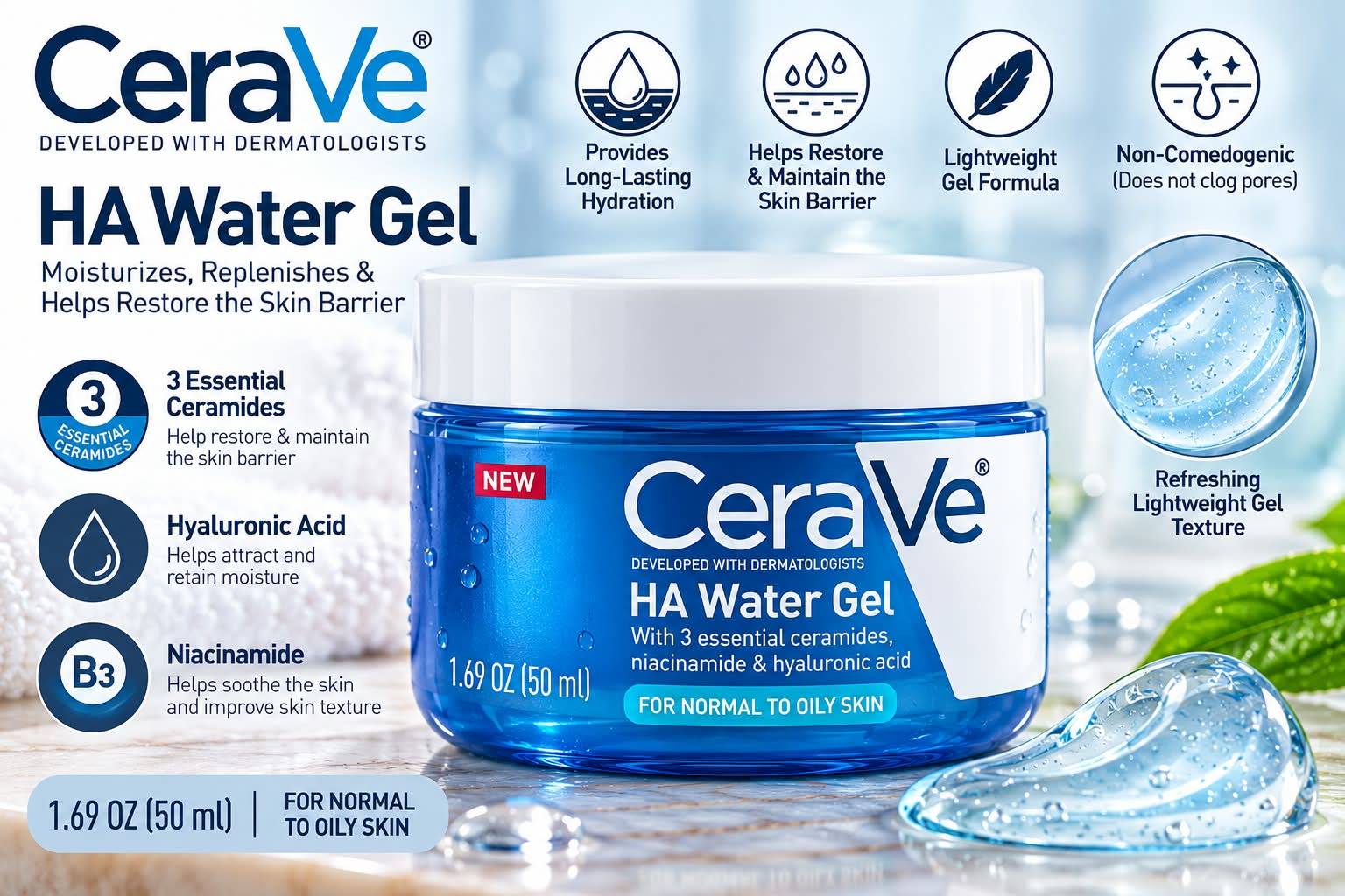 CeraVe Hydrating HA Water Gel 72HR Hydration