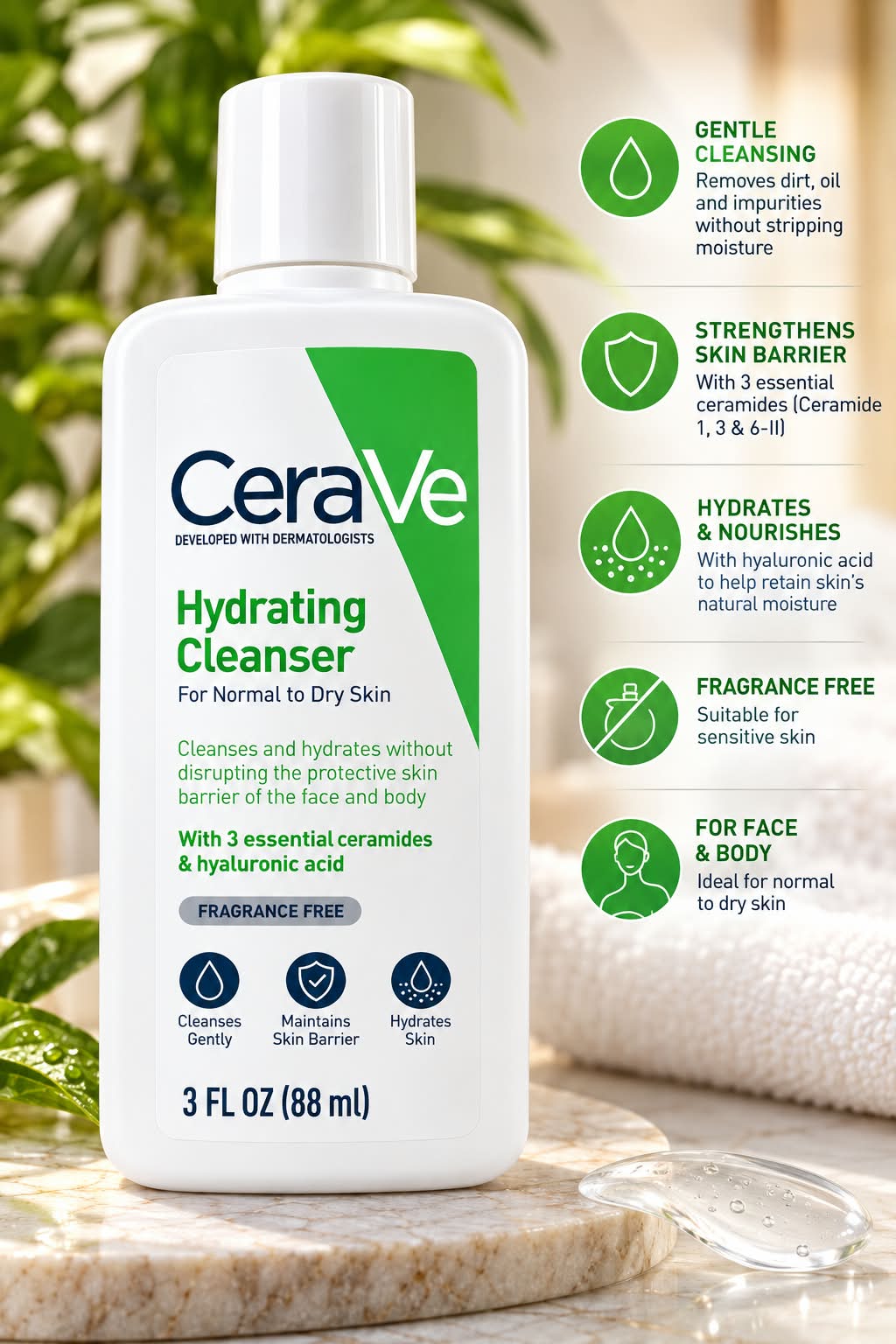 CeraVe Hyadrating Cleanser For Normal To Dry Skin
