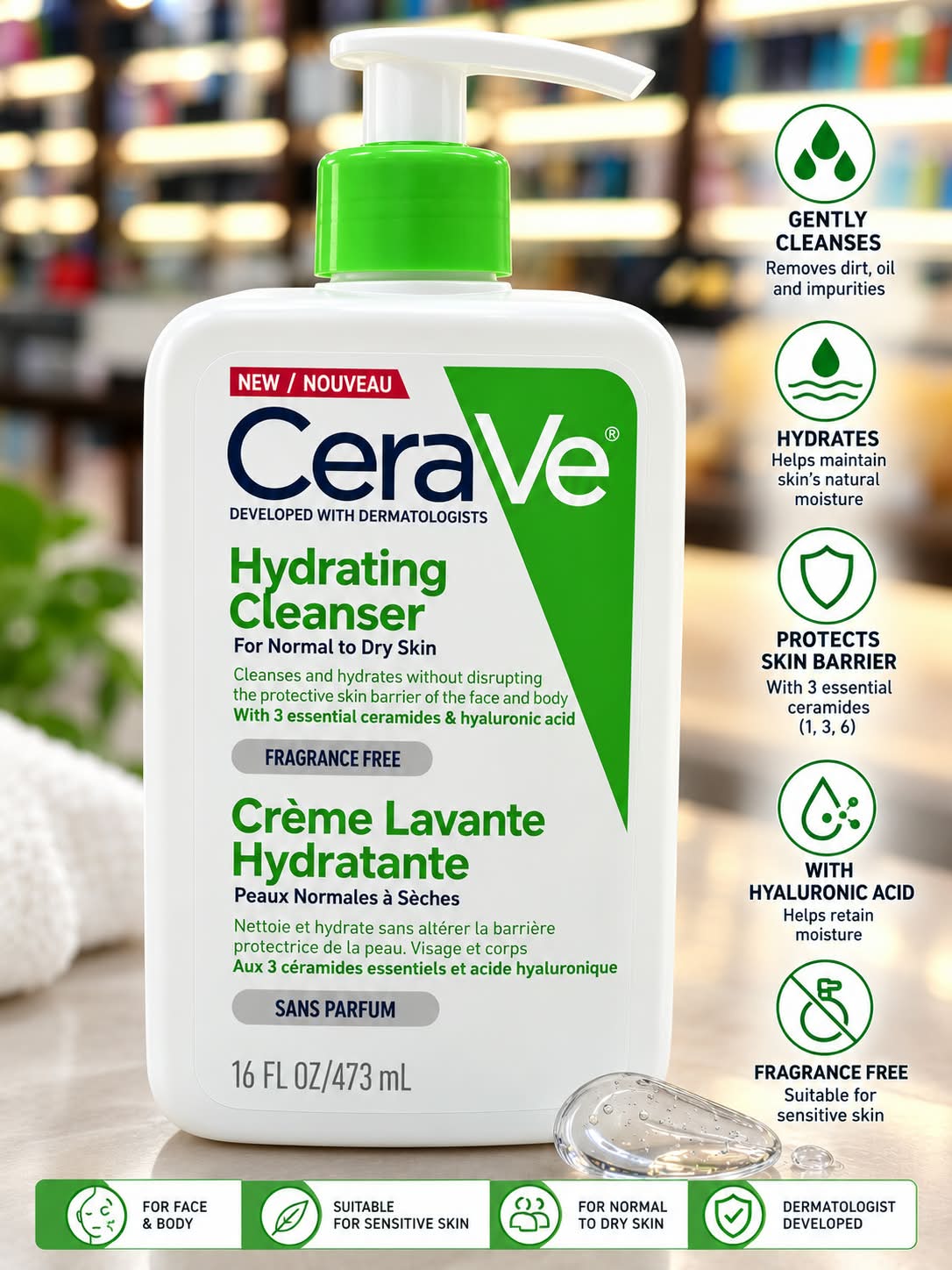 CeraVe Hyadrating Cleanser For Normal To Dry Skin