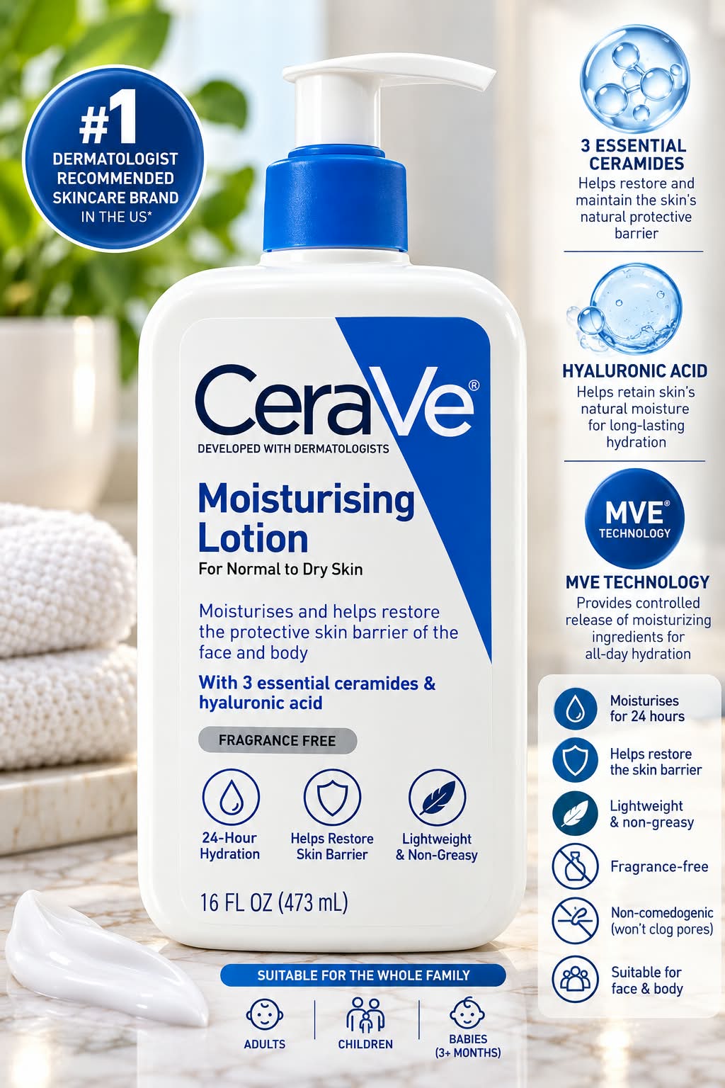 CeraVe Moisturising Lotion For Normal To Dry Skin