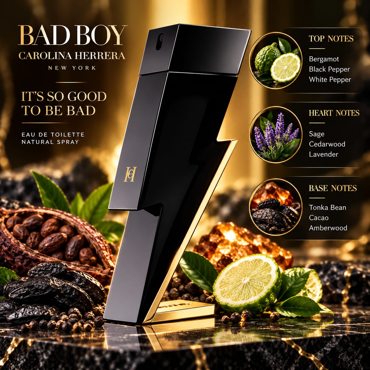 Carolina Herrera Bad Boy Perfume For Men EDT 100ml