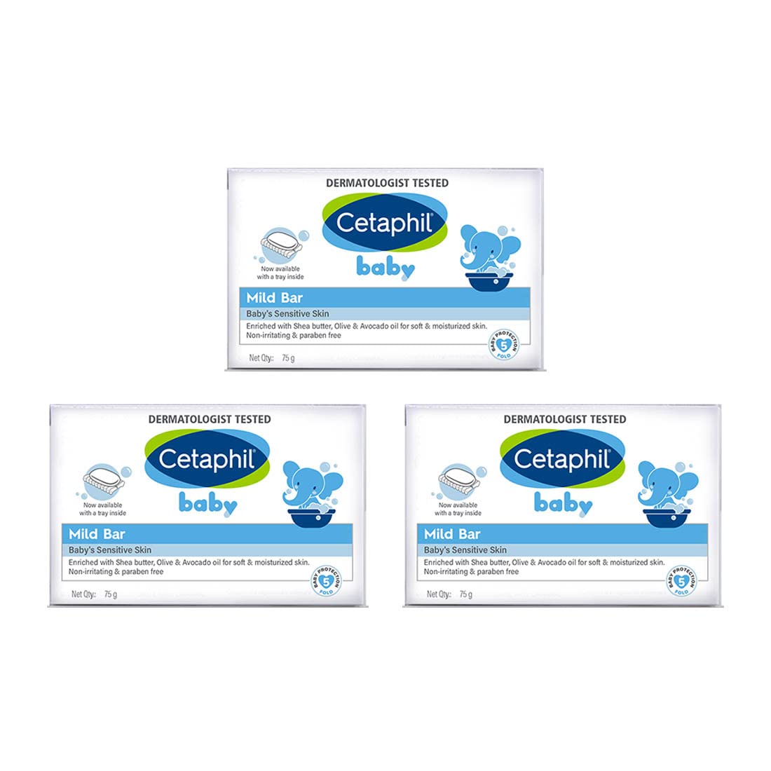 Cetaphil Baby Mild Bar Baby's Sensitive Skin Pack Of 3 Nos * 100g Each = 300g