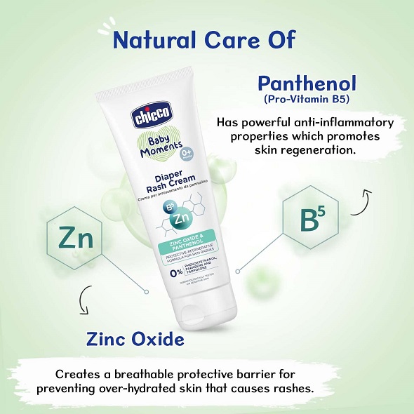 Chicco Baby Moments Diaper Rash Cream, New Advanced Triple Protection Skin Shield Formula with Natural Ingredients to Prevent Rashes & Irritation, No Phenoxyethanol & Parabens