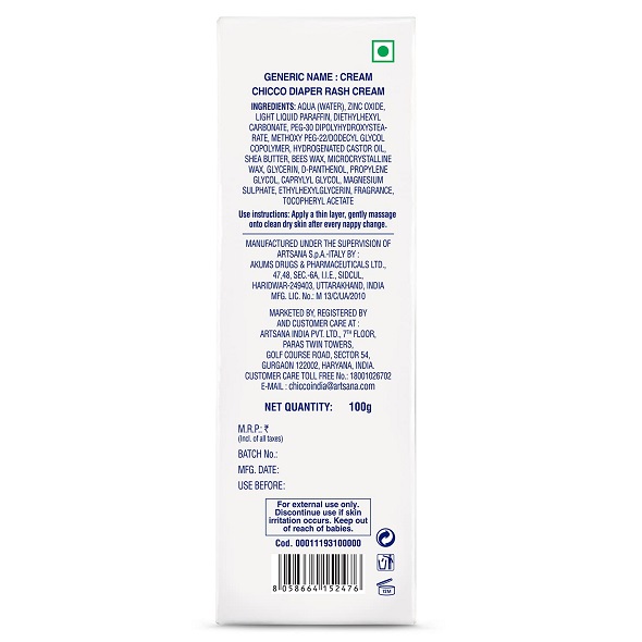 Chicco Baby Moments Diaper Rash Cream, New Advanced Triple Protection Skin Shield Formula with Natural Ingredients to Prevent Rashes & Irritation, No Phenoxyethanol & Parabens