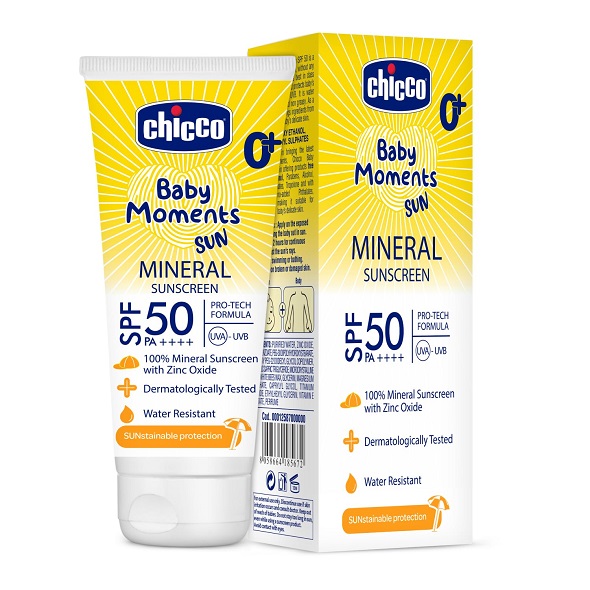 Chicco Baby Moments Mineral Sun Cream SPF 50 for Babies, 75g| 100% Mineral Sunscreen