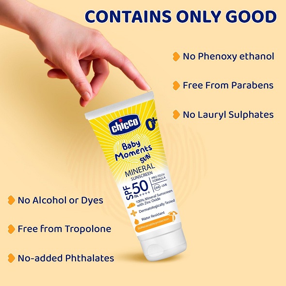 Chicco Baby Moments Mineral Sun Cream SPF 50 for Babies, 75g| 100% Mineral Sunscreen
