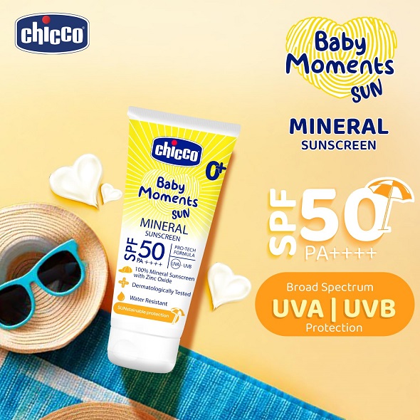 Chicco Baby Moments Mineral Sun Cream SPF 50 for Babies, 75g| 100% Mineral Sunscreen