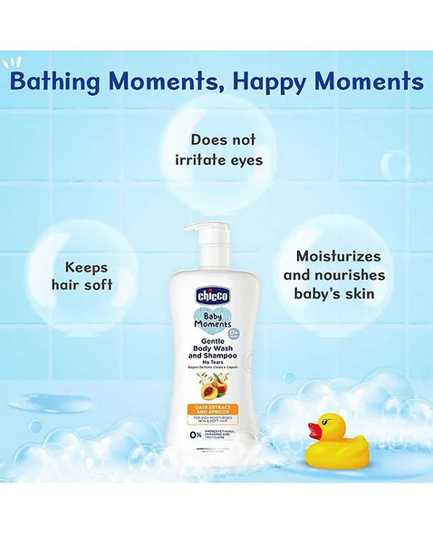 Chicco Baby Moments Gentle Body Wash And Shampoo For Rich Moisturised Skin & Soft Hair