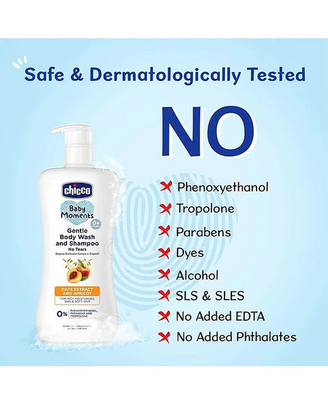 Chicco Baby Moments Gentle Body Wash And Shampoo For Rich Moisturised Skin & Soft Hair