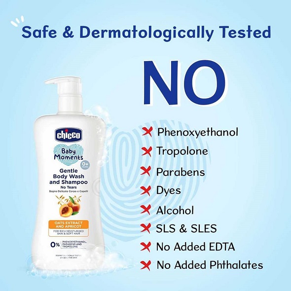 Chicco Baby Moments Gentle Body Wash And Shampoo For Rich Moisturised Skin & Soft Hair