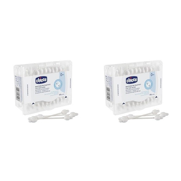 Chicco Cotton Buds with Ear Drum Protection, Made of Paper Stem, Safe and Hygienic for Babies, Biodegredable, 90 count