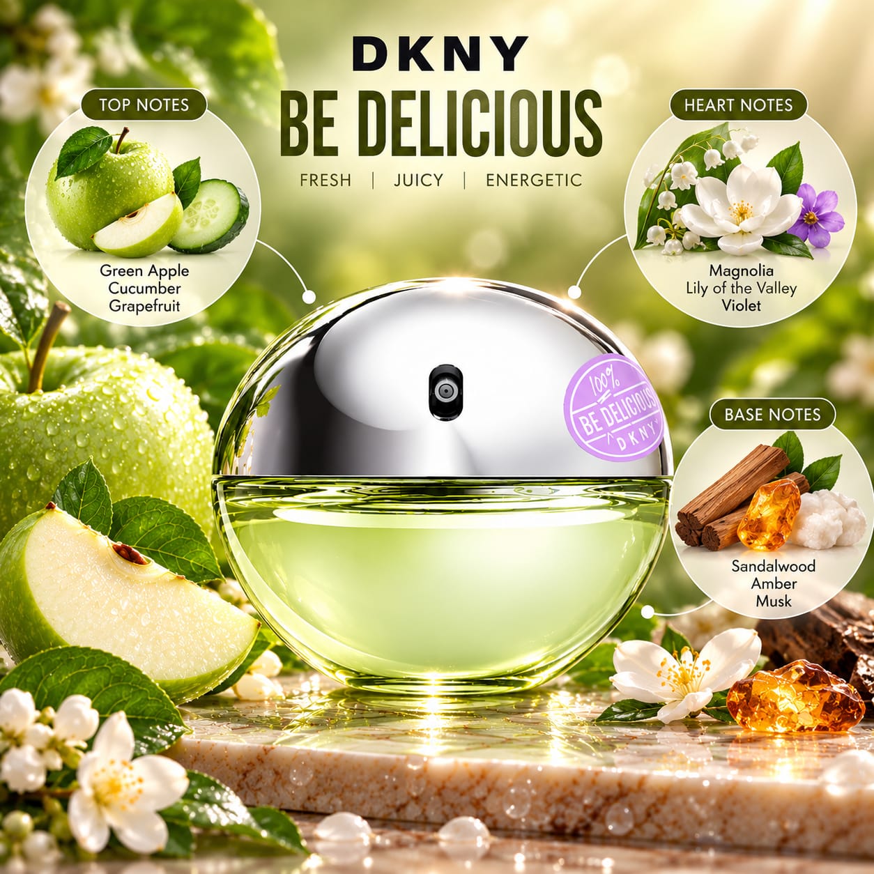 DKNY 100% Be Delicious Perfume For Women EDP 100ml