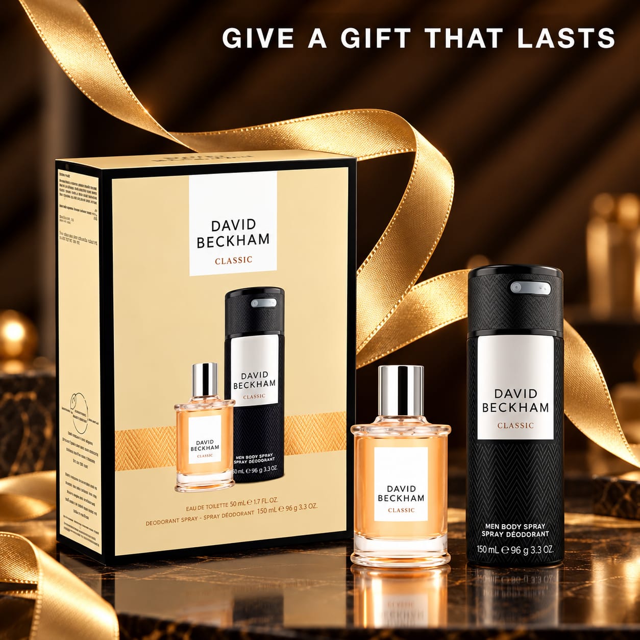 David Beckham Classic Gift Set For Men 50ml Perfume + 150ml Deodorant