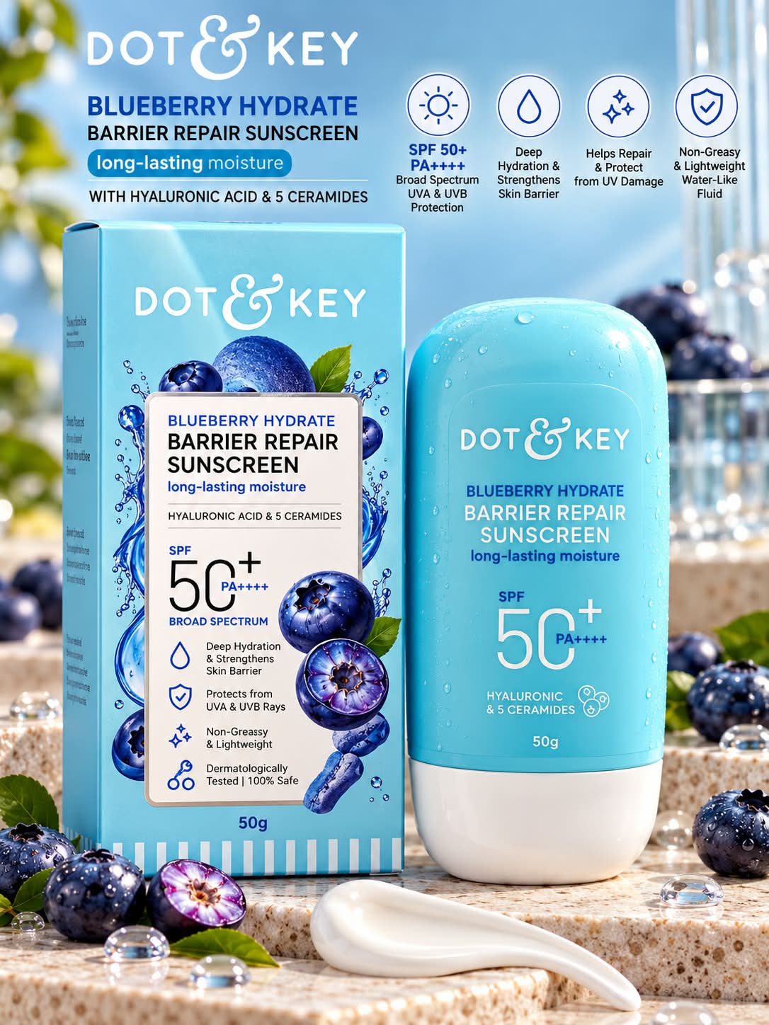 Dot & Key Blueberry Hydrate Barrier Repair Sunscreen SPF 50+ PA++++
