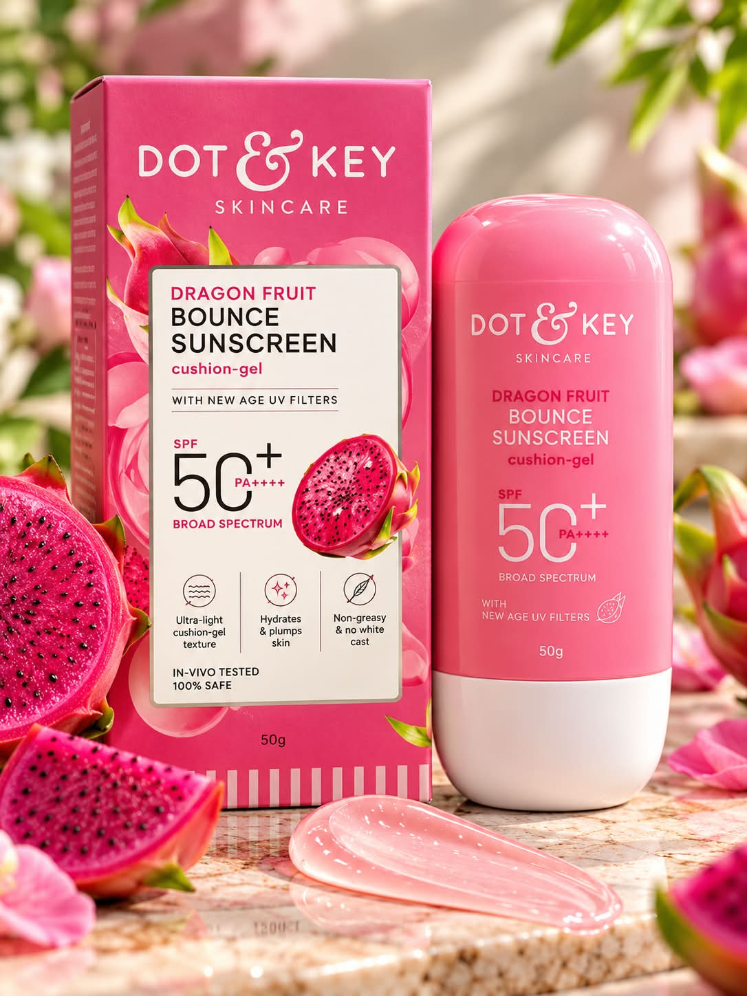 Dot & Key Dragon Fruit Bounce Sunscreen Cushion-Gel SPF 50+ PA++++