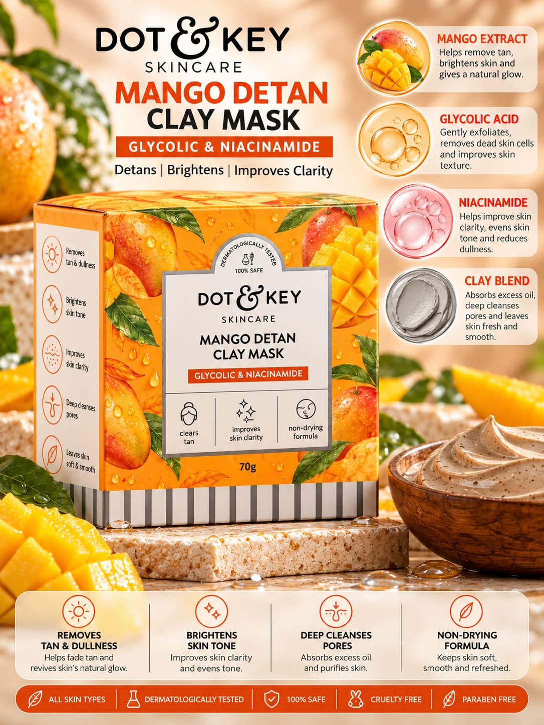 Dot & Key Mango Detan Clay Mask 70gm