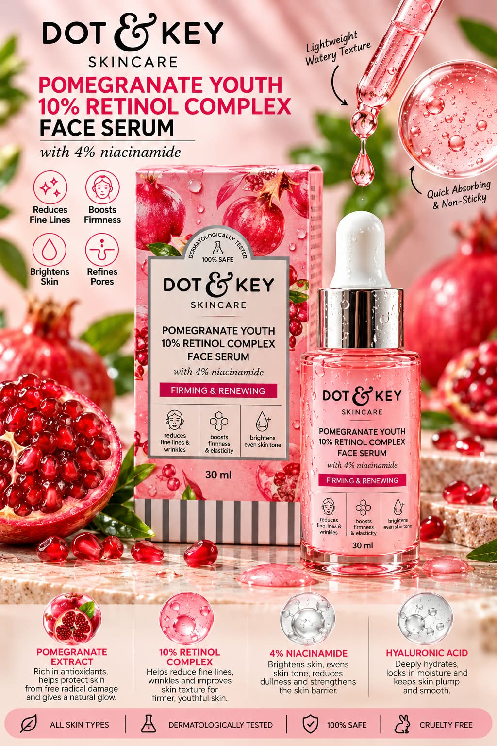 Dot & Key Pomegranate Youth 0.2% Retinol Complex Face Serum 30ml
