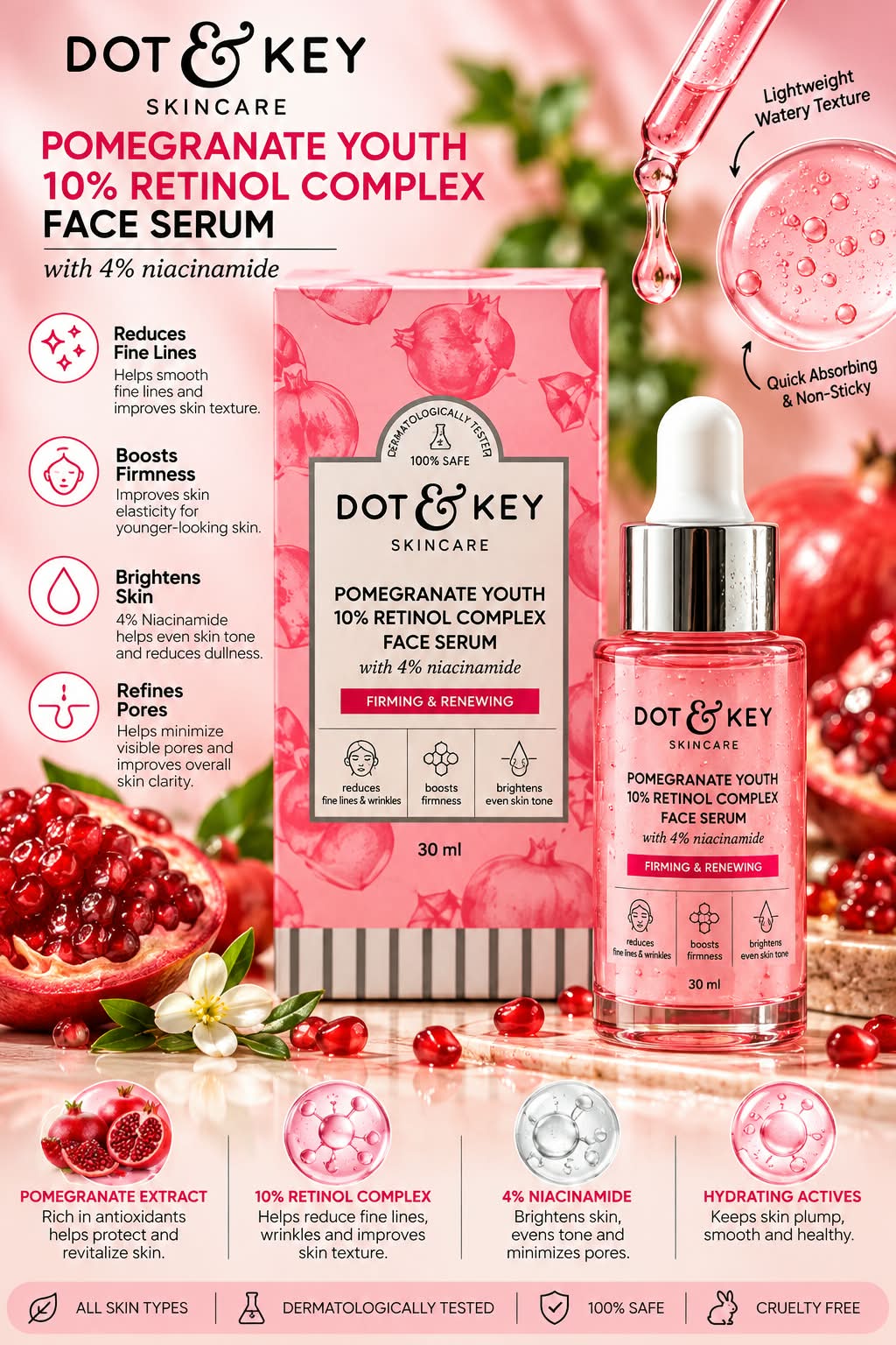 Dot & Key Pomegranate Youth 0.2% Retinol Complex Face Serum 30ml