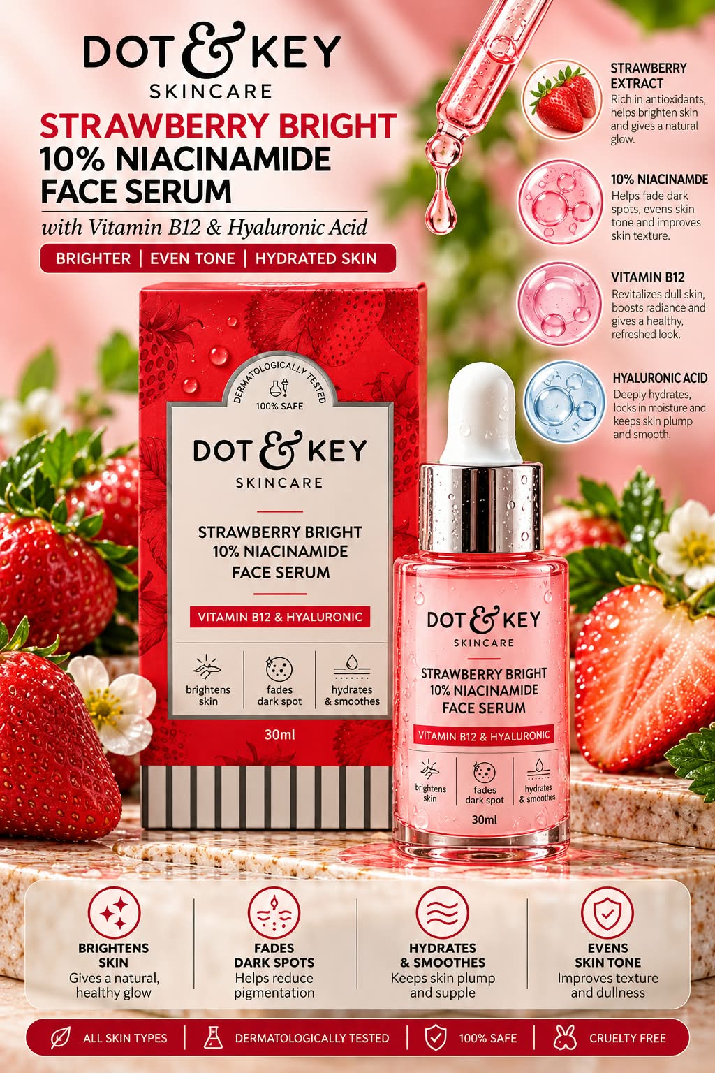 Dot & Key  Strawberry Bright 10% Niacinamide Face Serum 30ml