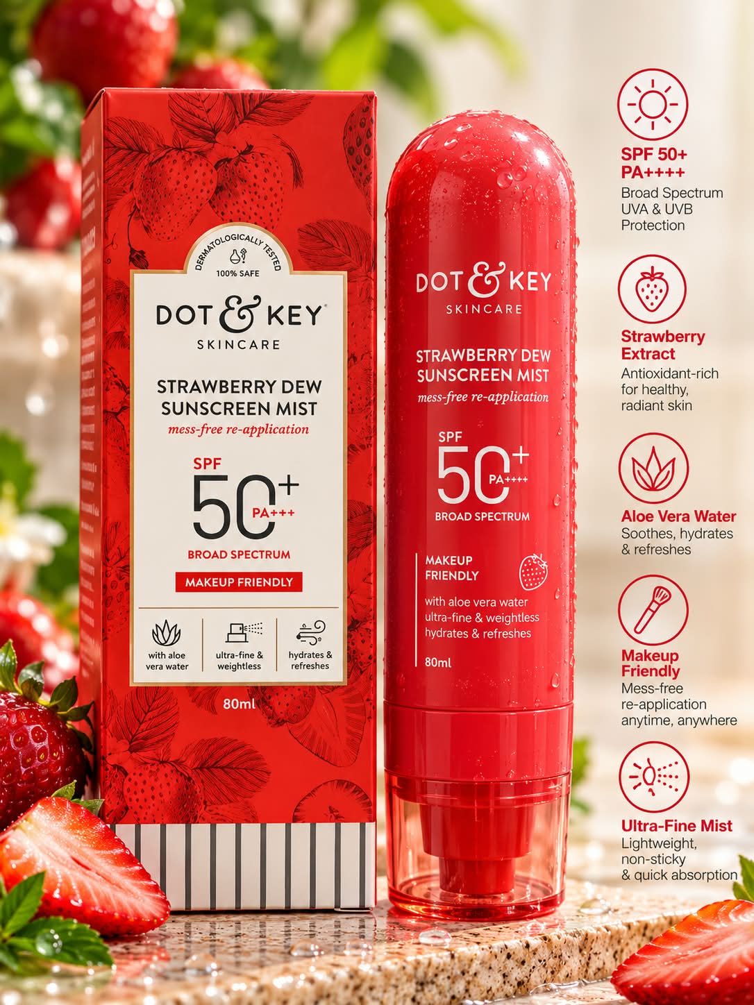 Dot & Key Strawberry Dew Sunscreen Mist SPF 50+ PA++++ 80ML