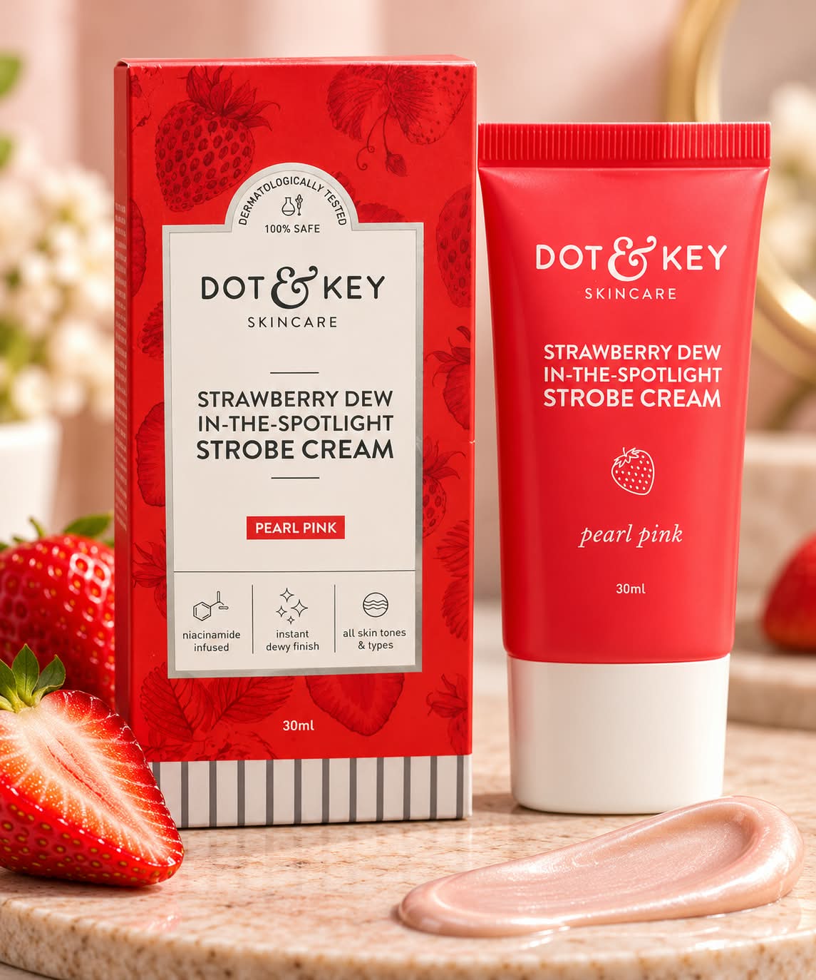 Dot & Key Strawberry Dew In-The -Spotlight Strobe Cream Pearl Pink 30ml