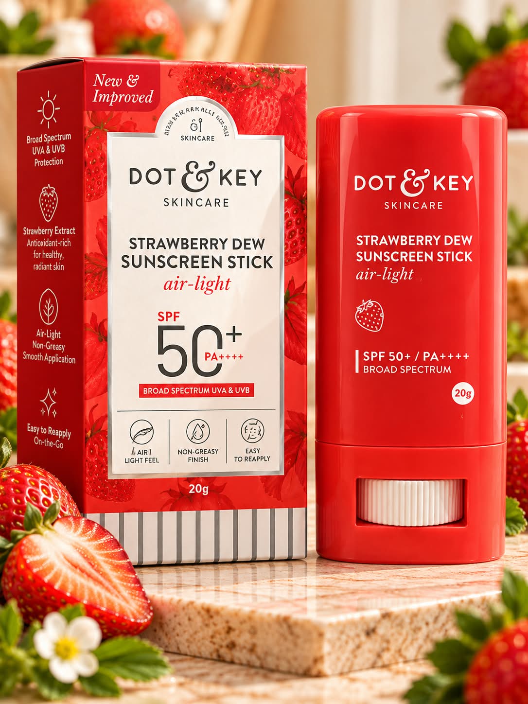 Dot & Key Strawberry Dew Sunscreen Stick Air-Light SPF 50+ PA++++