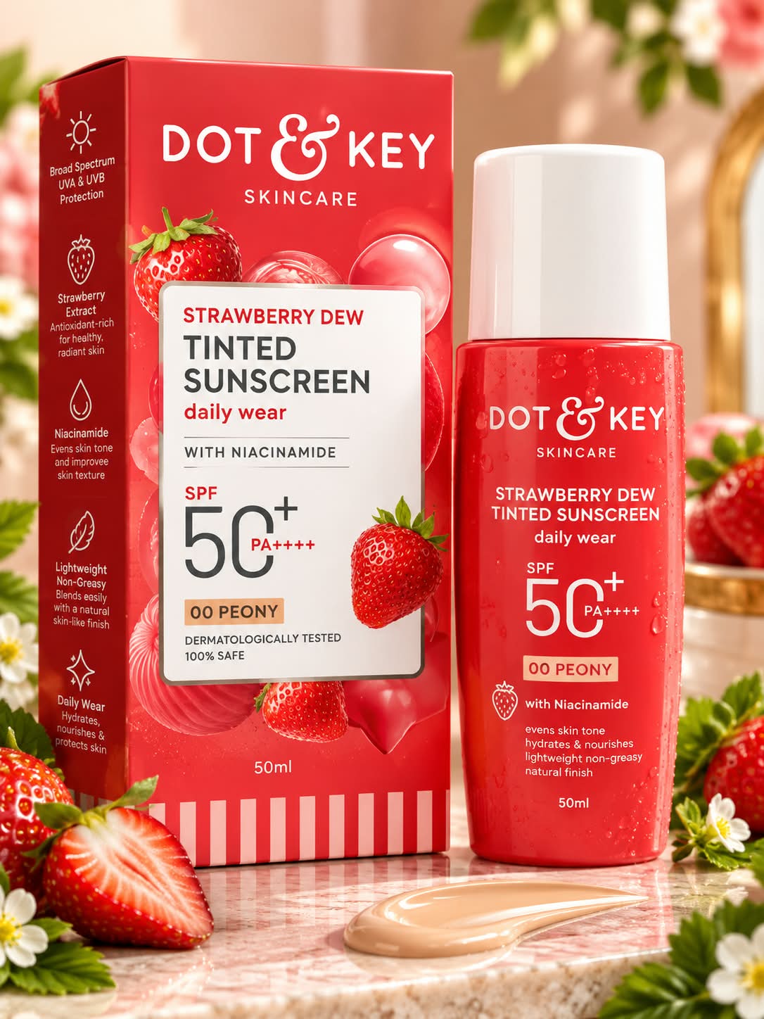Dot & Key Strawberry Dew Tinted Sunscreen Daliy Wear SPF50+ PA++++ 50ML