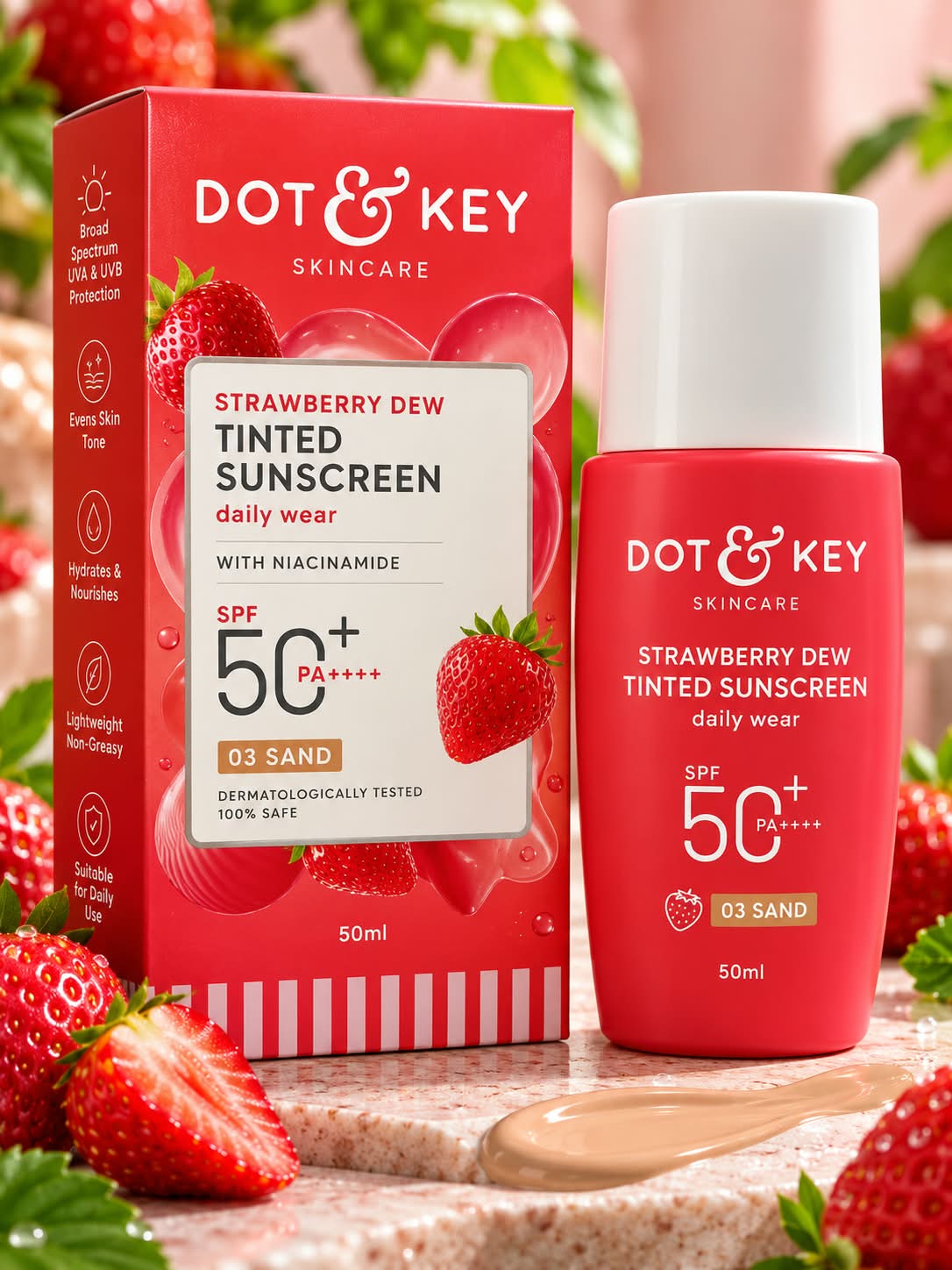 Dot & Key Strawberry Dew Tinted Sunscreen Daliy Wear SPF50+ PA++++ 50ML