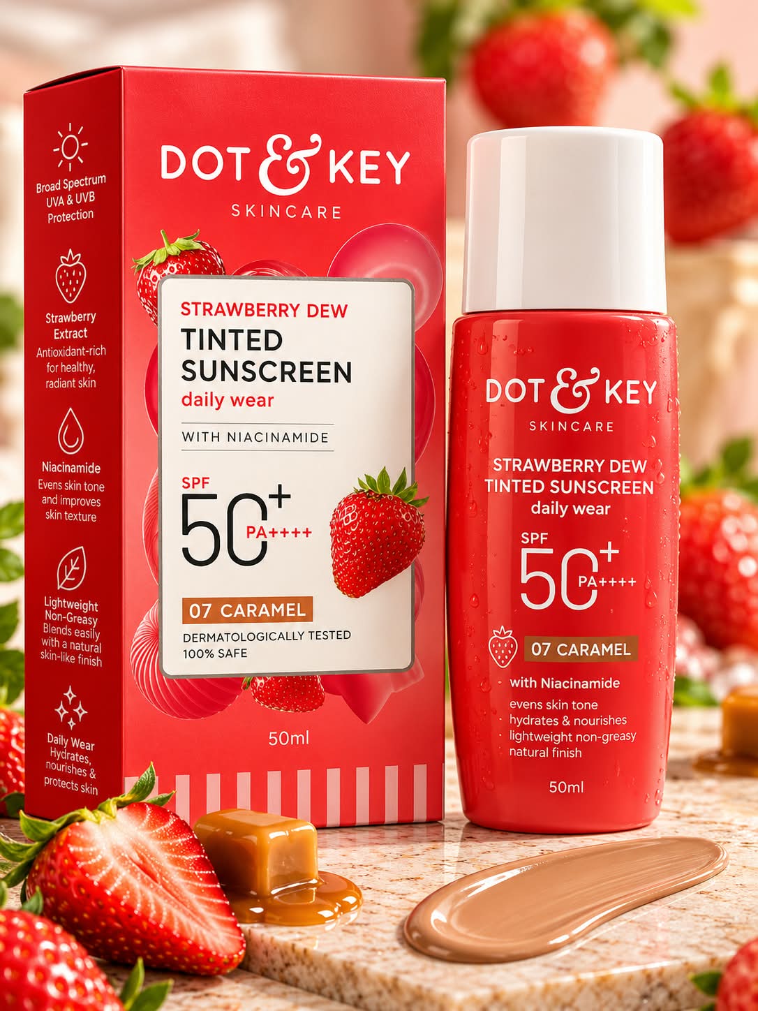 Dot & Key Strawberry Dew Tinted Sunscreen Daliy Wear SPF50+ PA++++ 50ML