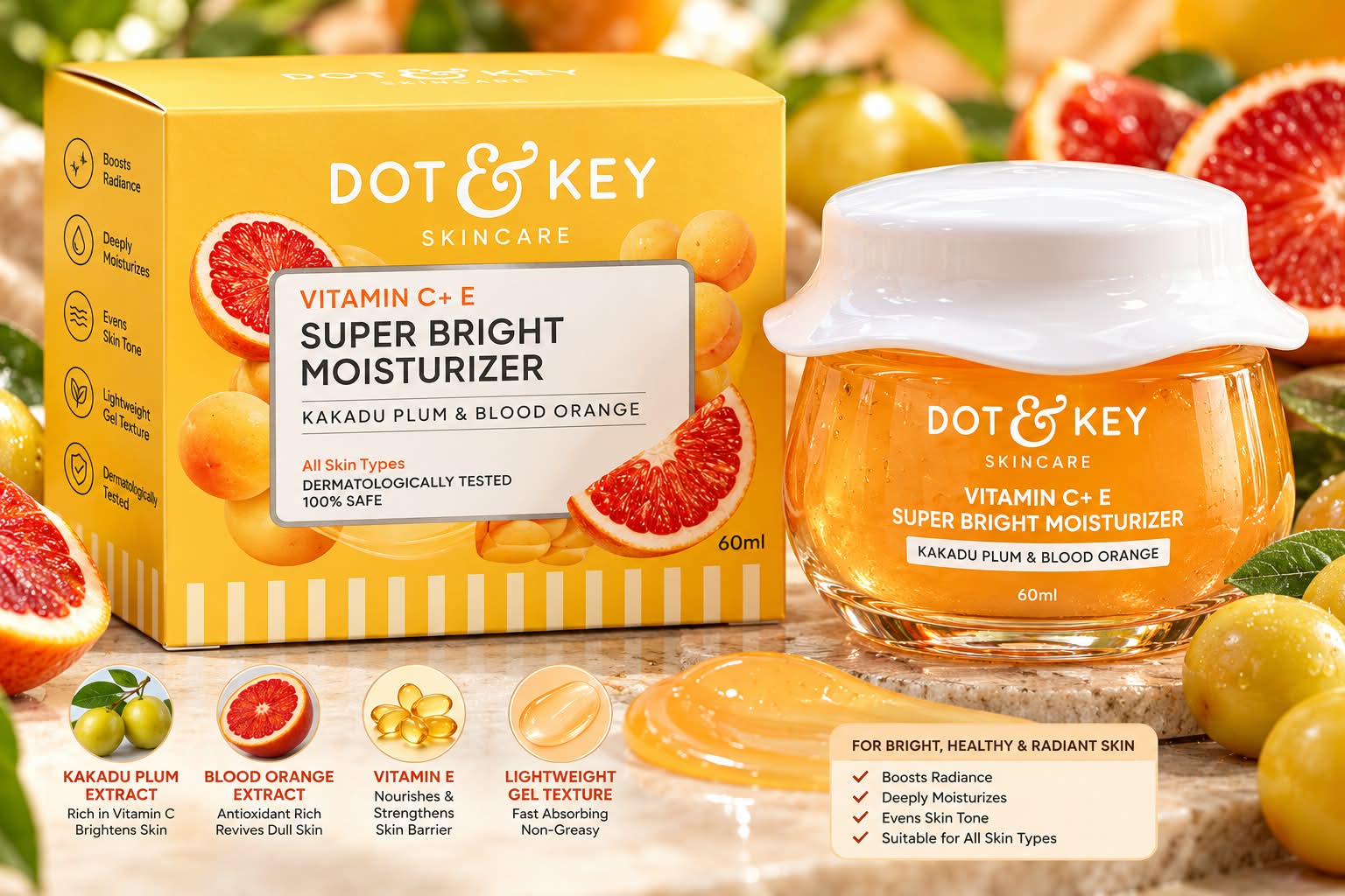 Dot & Key Vitamin C + E Super Bright Moisturizer Kakadu Plum & Blood Orange 60ml