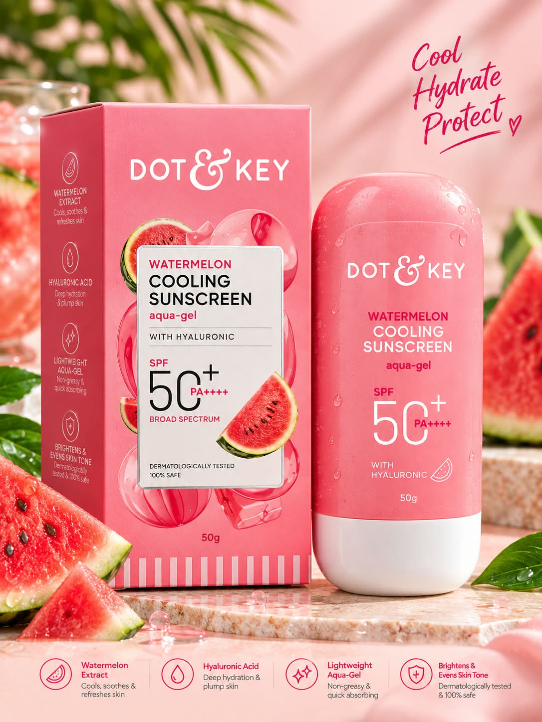 Dot & Key Watermelon Cooling Sunscreen  Aqua - Gel SPF 50+ PA++++