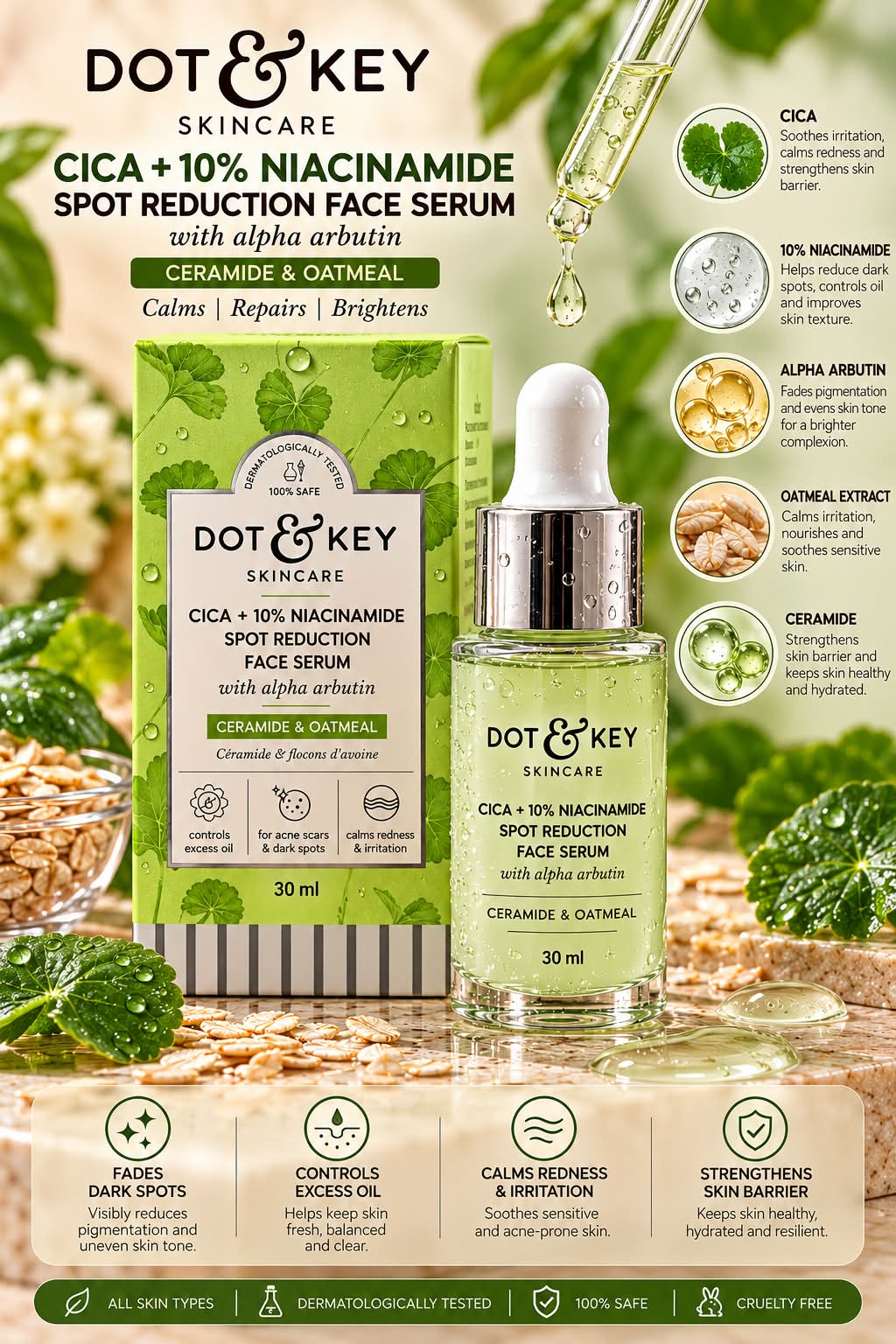 Dot & Key Cica + 10% Niacinamide Spot Reduction Face  Serum with Alpha Arbutin 30ml