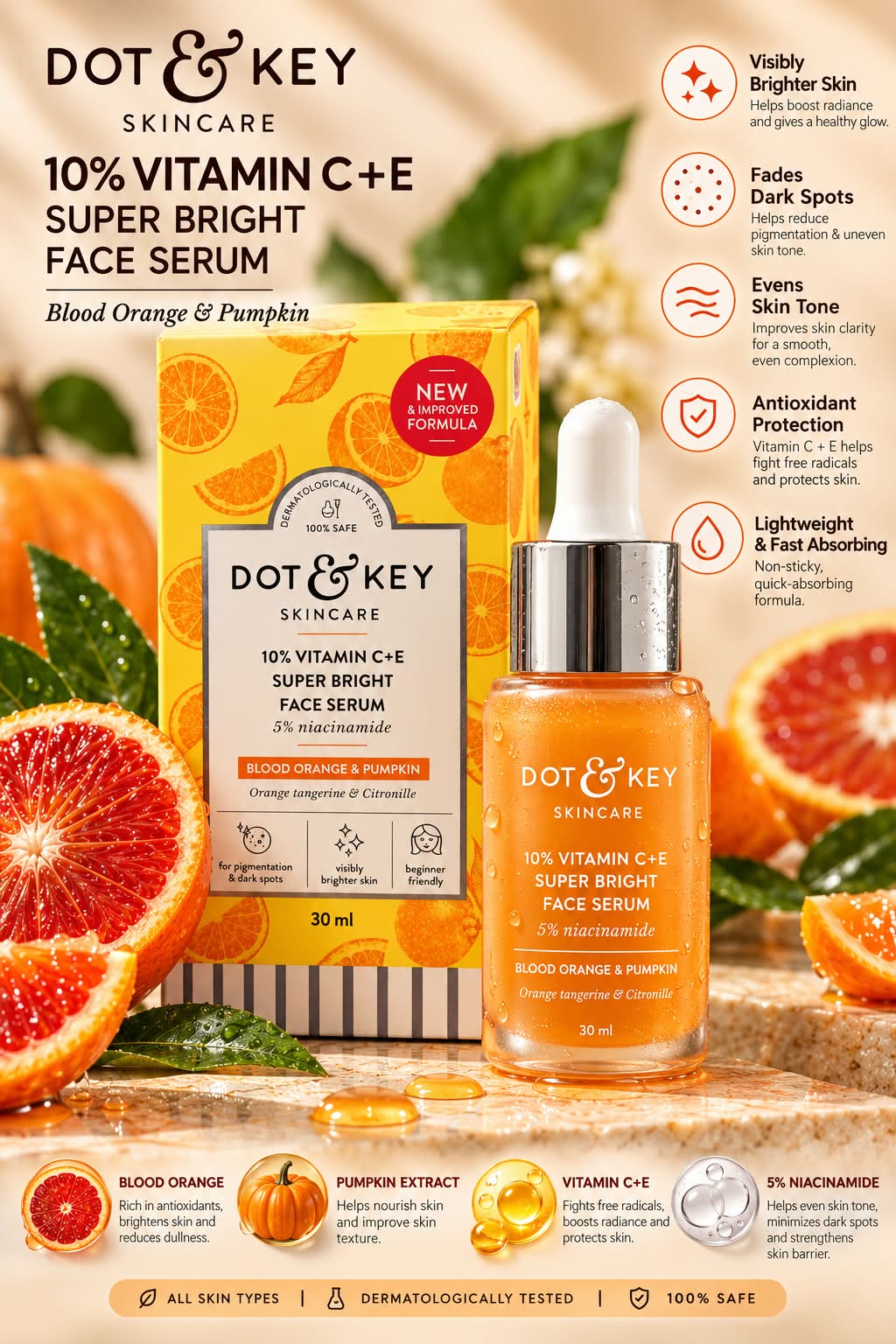 Dot & Key 10% Vitamin C + E Super Bright Face Serum 5% Niacinamide