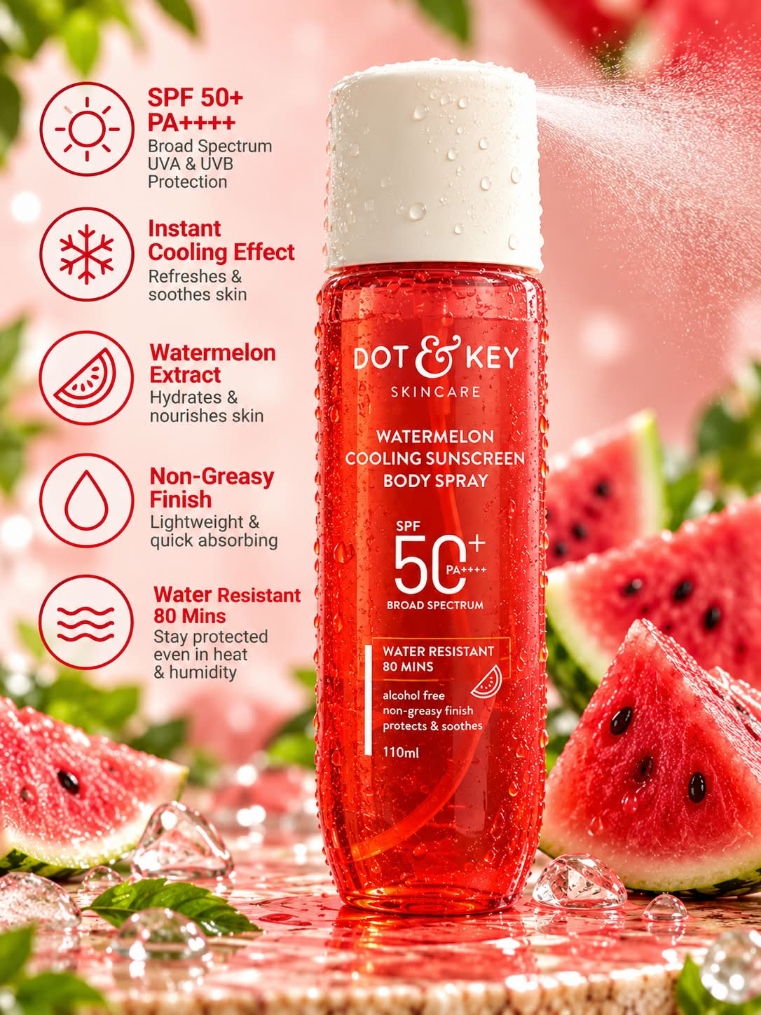 Dot & Key Watermelon Cooling Sunscreen Body Spray SPF 50+ PA++++ 110ml
