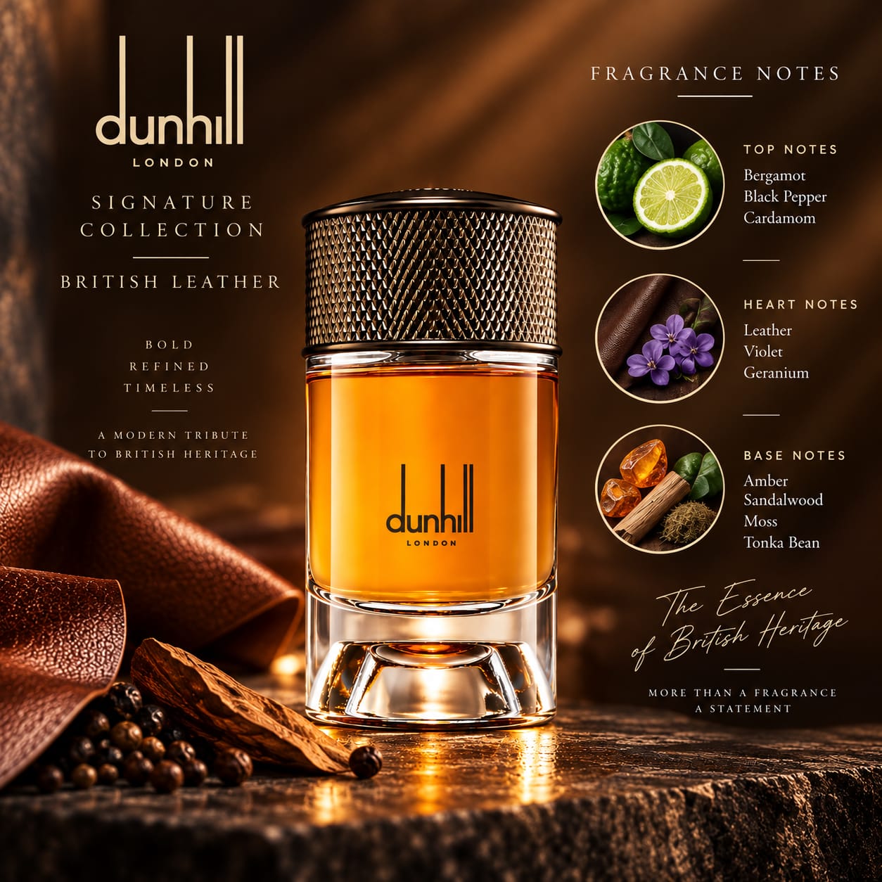 Dunhill Signature Collection British Leather Perfume For Men EDP 100ml